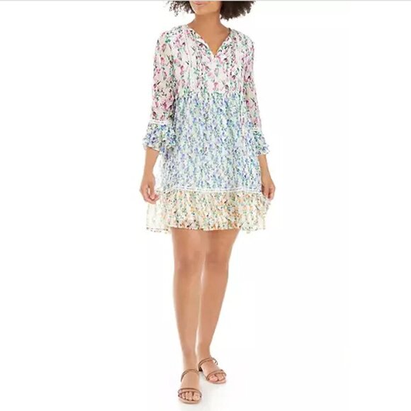 Maison Tara Dresses & Skirts - Maison Tara Size 4 V Neck Floral Print Cottagecore Dress Bell Sleeve Babydoll